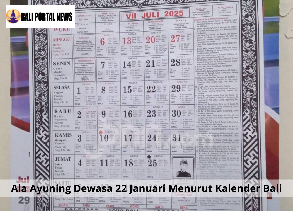 Ala Ayuning Dewasa 22 Januari Menurut Kalender Bali