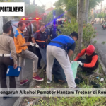 Dalam Pengaruh Alkohol Pemotor Hantam Trotoar di Renon Bali