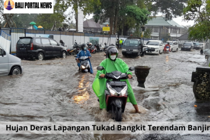 Hujan Deras Lapangan Tukad Bangkit Terendam Banjir