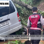 Jalan Terasering Ceking Longsor Mobil Wisatawan dan Lima Sepeda Motor Tertimbun