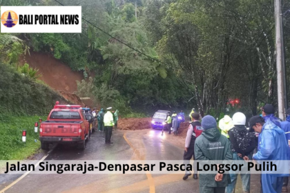 Jalan Singaraja Denpasar Pasca Longsor Pulih