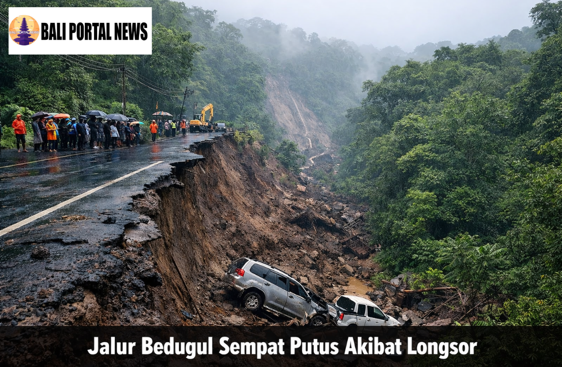 Jalur Bedugul Sempat Putus Akibat Longsor